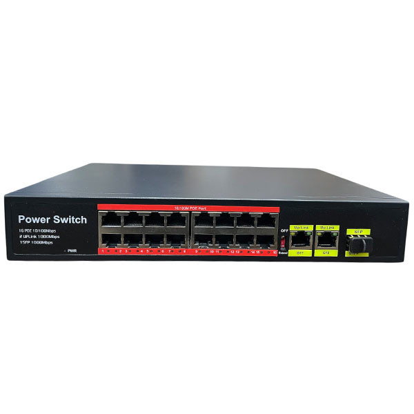سوییچ شبکه 16 پورت 1000 poe با 2 پورت uplink برند 298