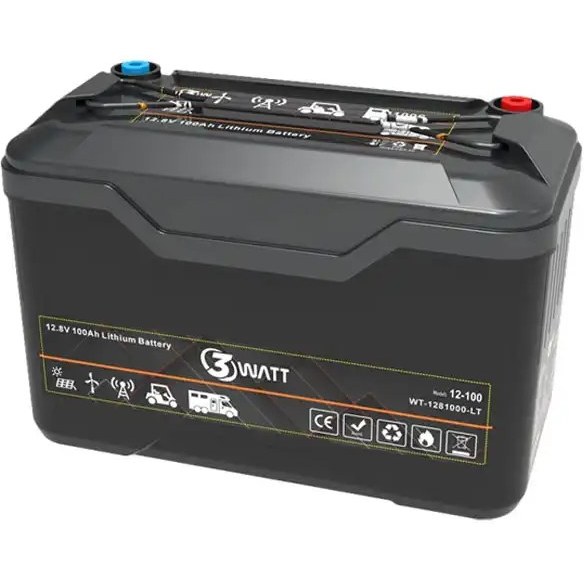 باتری لیتیومی ۱۲.۸ ولت ۱۰۰ آمپر ساعت 3WATT مدل WT-1281000-LT