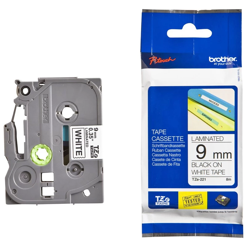 لیبل پرینت 9 میلی‌ متر سفید TZc-221 | لیبل زن Brother H-110 برچسب اورجینال