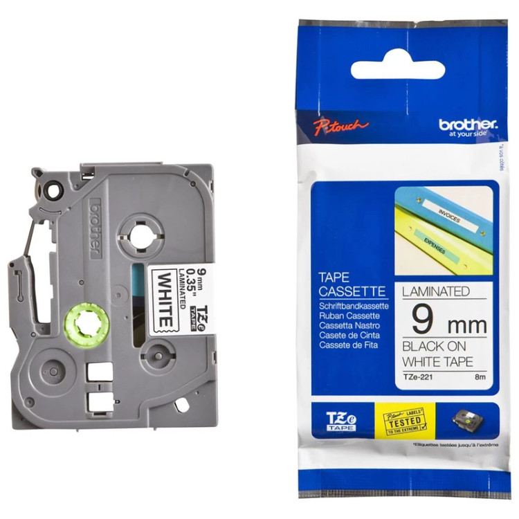 لیبل پرینت 9 میلی متر سفید TZc-221 | لیبل زن Brother H-110 برچسب اورجینال